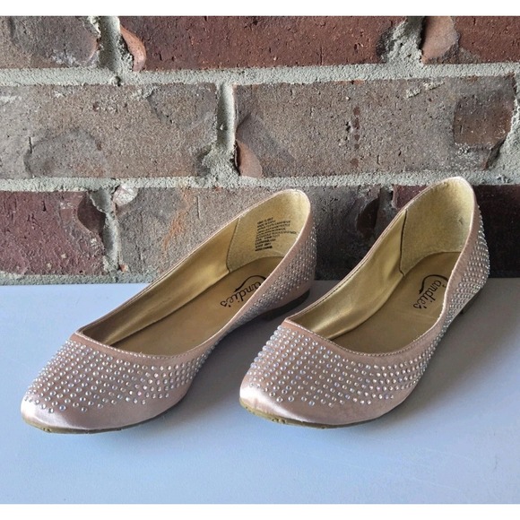 Sparkle In Pink Shoes - Candie's Sparkle Blush Pink Rhinestone Ballet Flats Women's Size 7.5M Slip-on